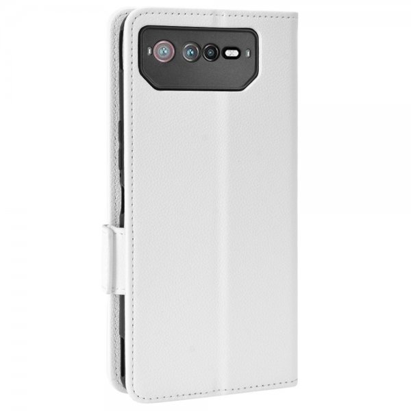 Asus ROG Phone 6/ROG Phone 6 Pro Kotelo Litchi Valkoinen