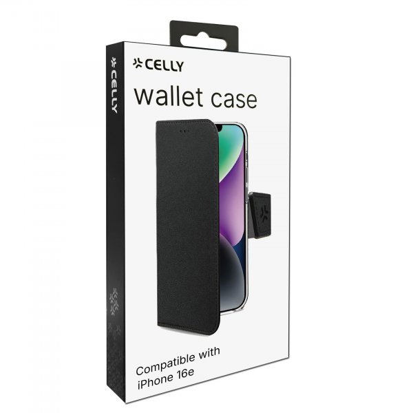 iPhone 16e/17e Kotelo Wally Wallet Case Musta