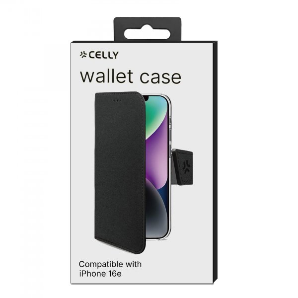 iPhone 16e/17e Kotelo Wally Wallet Case Musta