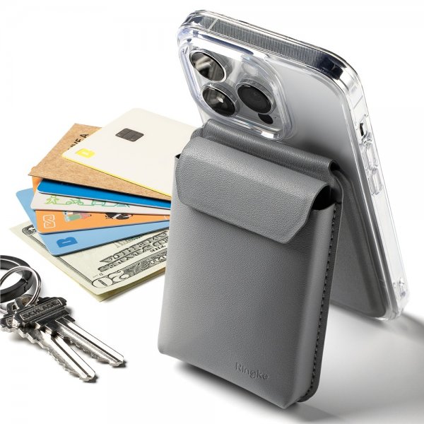 Korttipidike Stand Pocket Magnetic MagSafe Light Gray