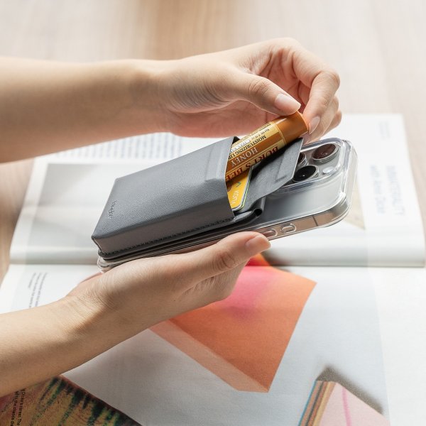 Korttipidike Stand Pocket Magnetic MagSafe Light Gray