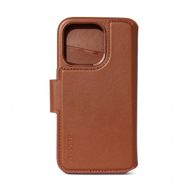 iPhone 15 Pro Fodral Leather Detachable Wallet Tan