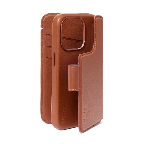 iPhone 15 Plus Kotelo Leather Detachable Wallet Tan