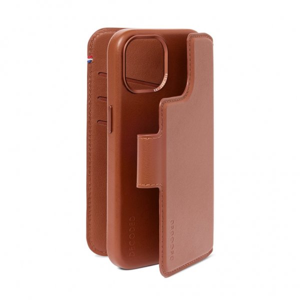 iPhone 15 Plus Kotelo Leather Detachable Wallet Tan