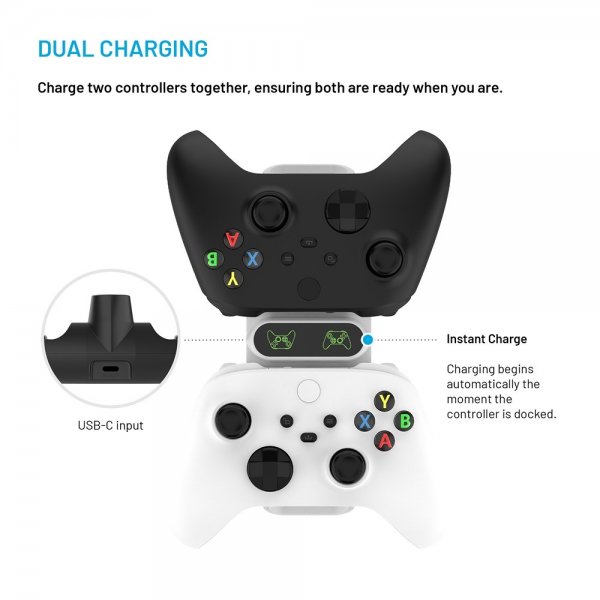 Dual Charging Dock for Xbox Series S, X and One Controllers Valkoinen