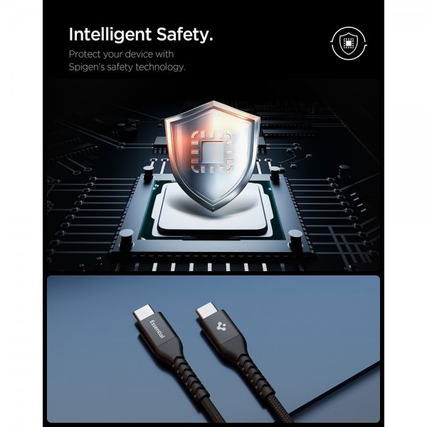 Essential Kaapeli Fabric USB-C/USB-C 100W 1m Musta