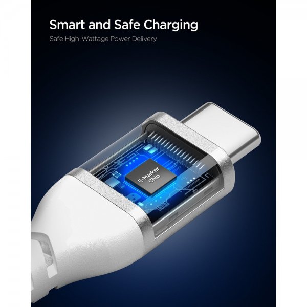 Essential Kaapeli Fabric USB-C/USB-C 100W 1m Valkoinen