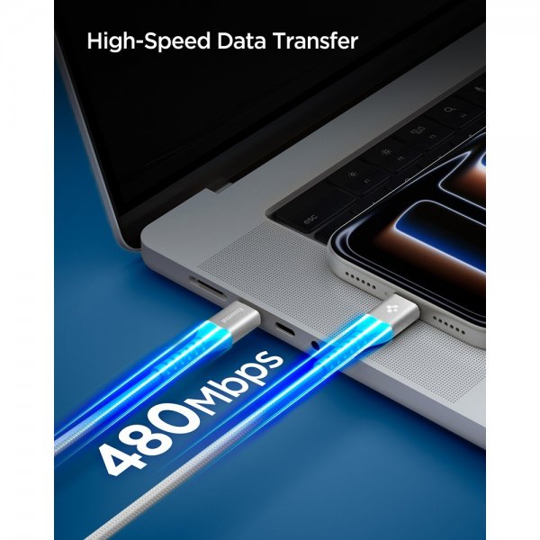 Essential Kaapeli Fabric USB-C/USB-C 100W 1m Valkoinen