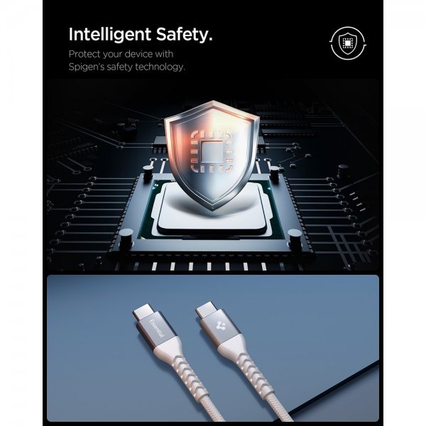 Essential Kaapeli Fabric USB-C/USB-C 100W 1m Valkoinen