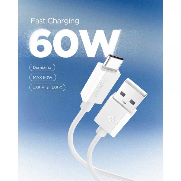 Essential Kaapeli USB-A/USB-C 60W 1m Valkoinen