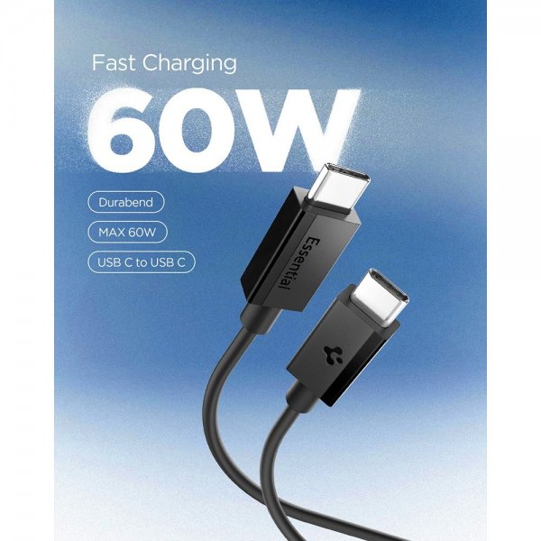 Essential Kaapeli USB-C/USB-C 60W 2m Musta