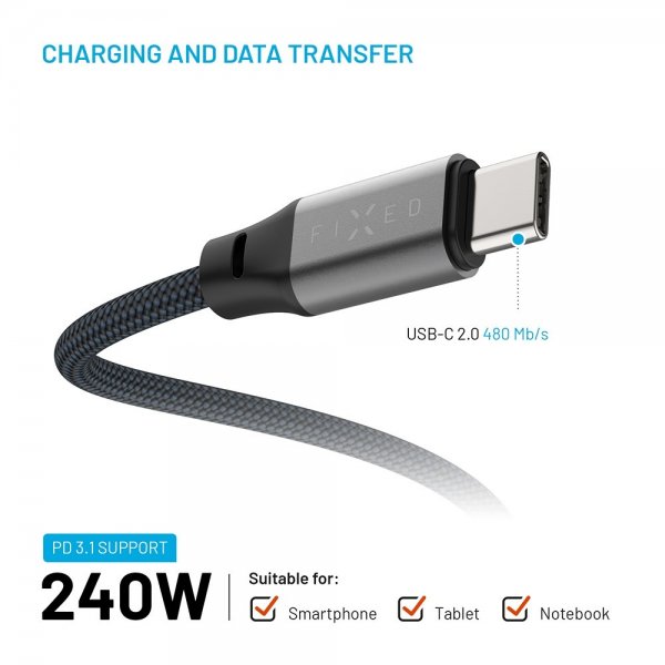 Kaapeli Magnetic USB-C/USB-C 240W 2m