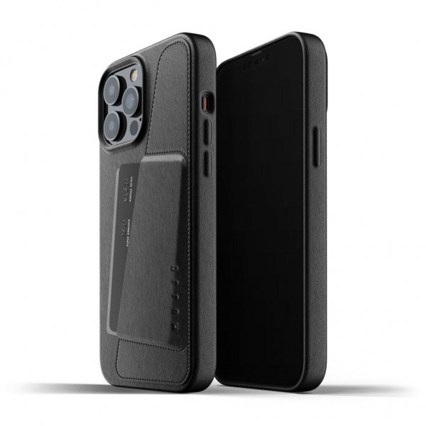 iPhone 13 Pro Max Kuori Full Leather Wallet Case Musta