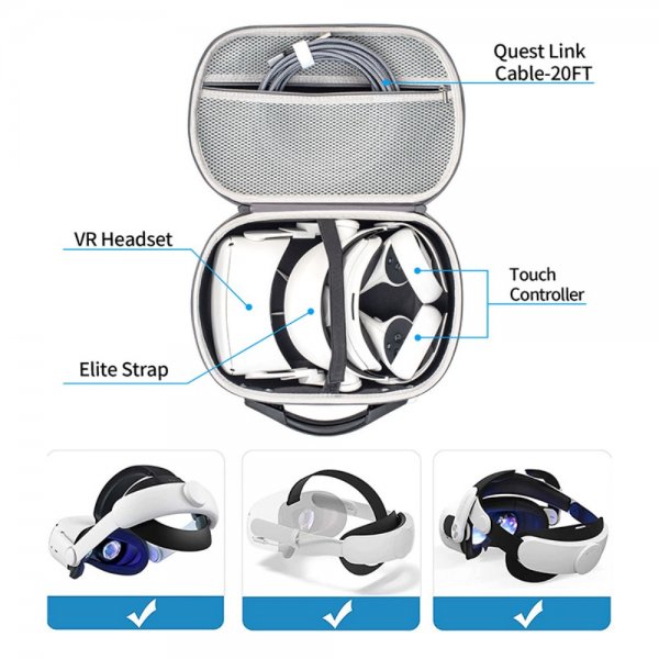 Meta Quest 2/Oculus Quest 2/Meta Quest Pro Säilytyskotelo olkahihnalla