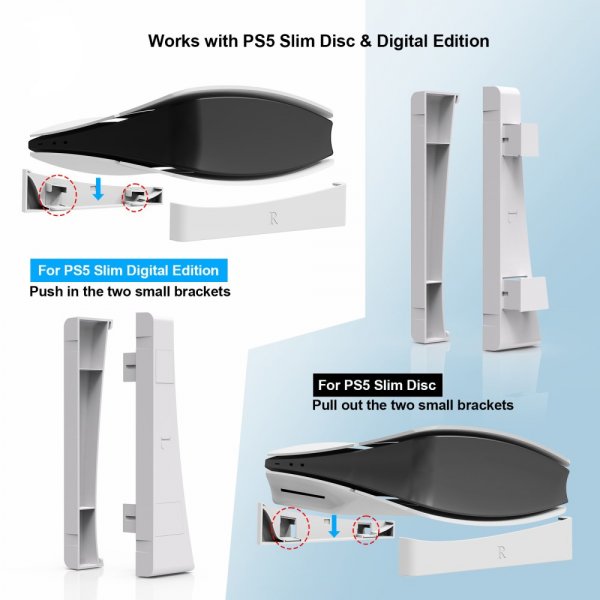 PlayStation 5 Slim (Digital/Disc Edition) Stand Valkoinen