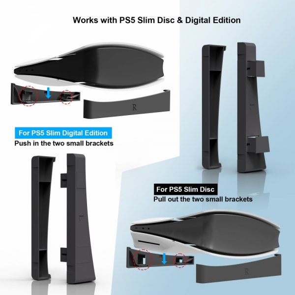 PlayStation 5 Slim (Digital/Disc Edition) Stand Musta