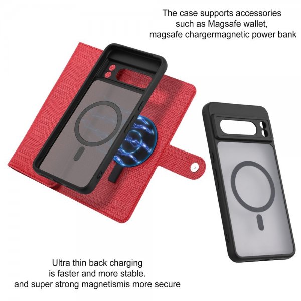 Google Pixel 8 Pro Kotelo Irrotettava Kuori GHB Series MagSafe Punainen