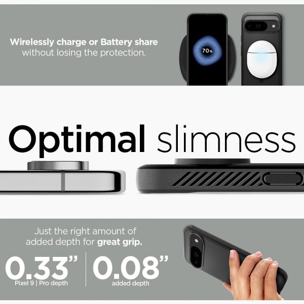 Google Pixel 9/Pixel 9 Pro Kuori Rugged Armor Matte Black
