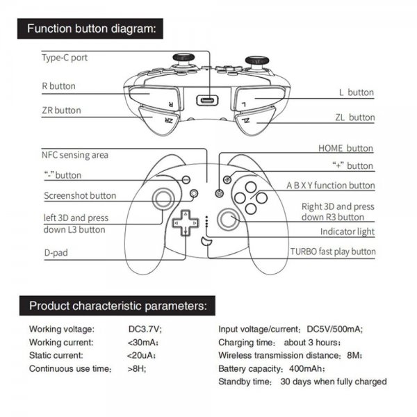 Nintendo -kytkimen kädenohjaus Valkoinen Sininen