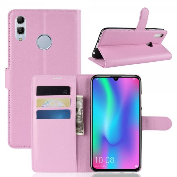 Huawei P Smart 2019 Kotelo Litchi PU-nahka Vaaleanpunainen