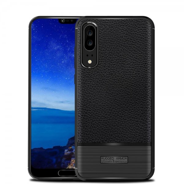 Huawei P20 MobilSuojakuori TPU-materiaali-materiaali Litchi Musta