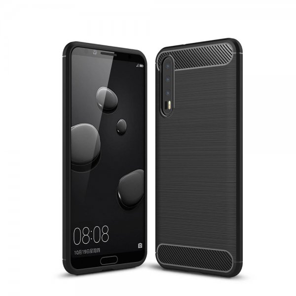 Huawei P20 Pro Kuori Harjattu ja Hiilikuitu Design Musta