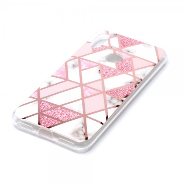 Huawei Y6 2019 Kuori Marmori Valkoinen Vaaleanpunainen