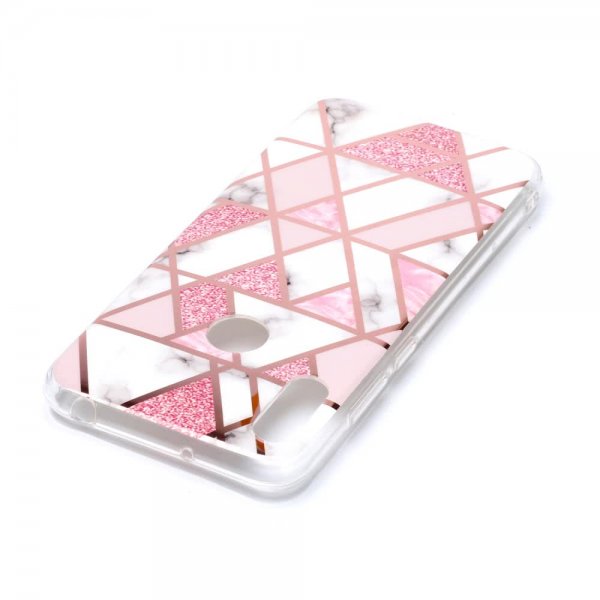 Huawei Y6 2019 Kuori Marmori Valkoinen Vaaleanpunainen