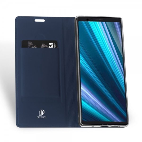 Sony Xperia 1 Fodral Skin Pro Series Kortfack PU-läder Mörkblå