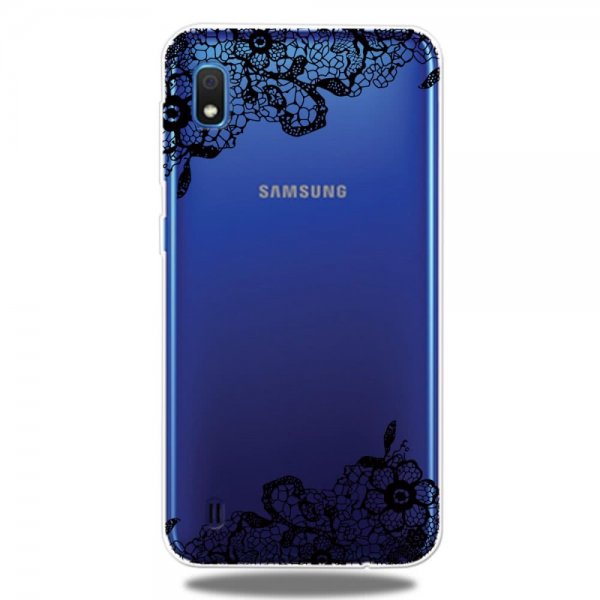 Samsung Galaxy A10 Kuori Aihe Musta Pitsikuvio Läpinäkyvä