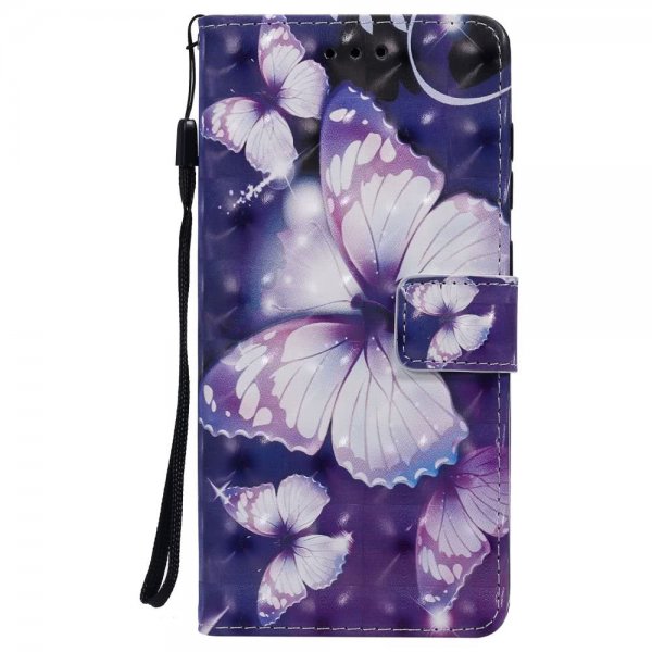 Samsung Galaxy A70 Suojakotelo PU-nahka Motiv Violetti Fjärilar