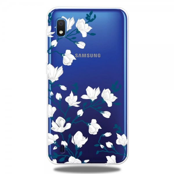 Samsung Galaxy A10 Suojakuori TPU-materiaali-materiaali Motiv Valkoinen Blomma Läpinäkyvä