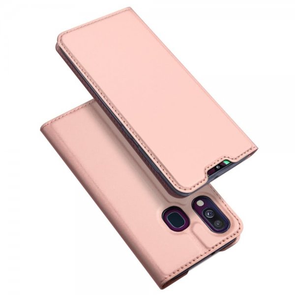 Samsung Galaxy A40 Kotelo Skin Pro Series Korttitasku PU-nahka Ruusukulta