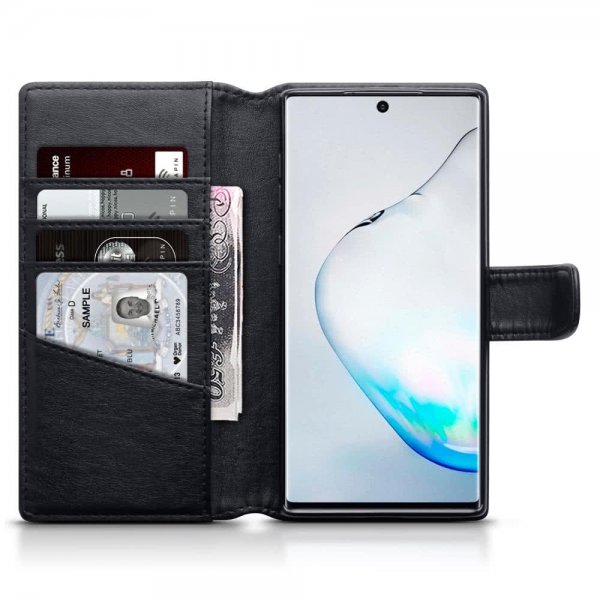 Samsung Galaxy Note 10 Plus Suojakotelo Aito Nahka Musta