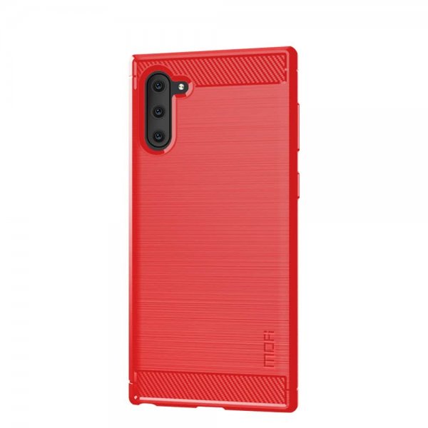 Samsung Galaxy Note 10 Kuori Harjattu Hiilikuiturakenne Punainen