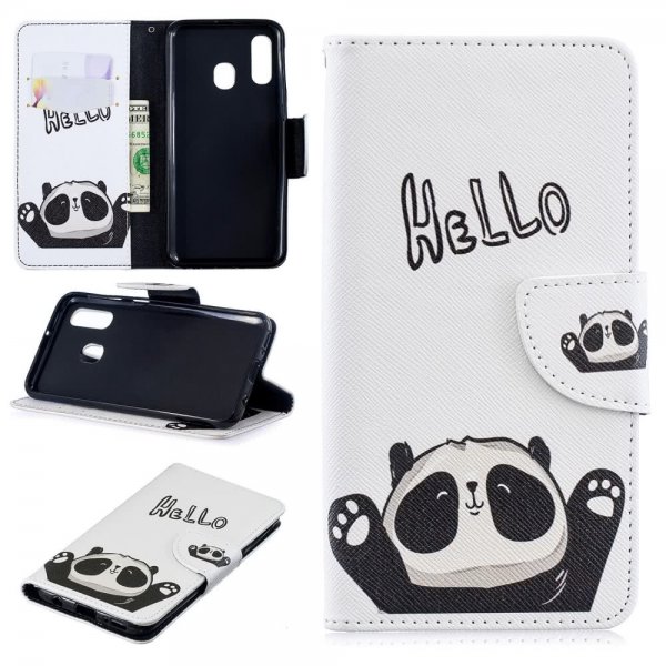 Samsung Galaxy A40 Kotelo PU-nahka Aihe Hello Panda