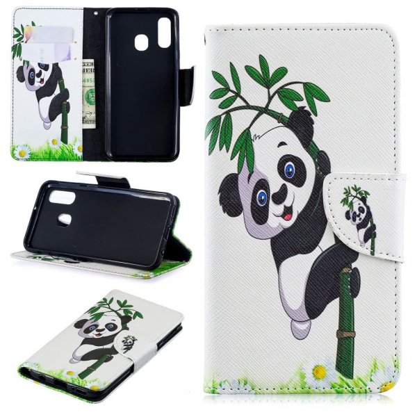 Samsung Galaxy A40 Suojakotelo PU-nahka Motiv Panda i BambuPuud