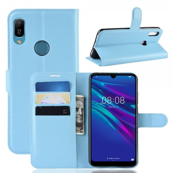 Huawei Y6 2019 Kotelo Litchi PU-nahka Sininen