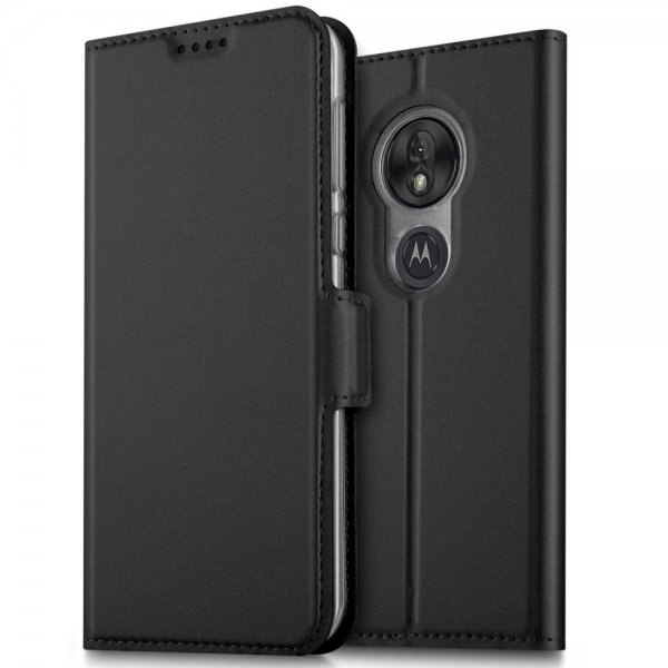 Motorola Moto G7 Play Suojakotelo Flip Case Korttitasku PU-nahka Musta