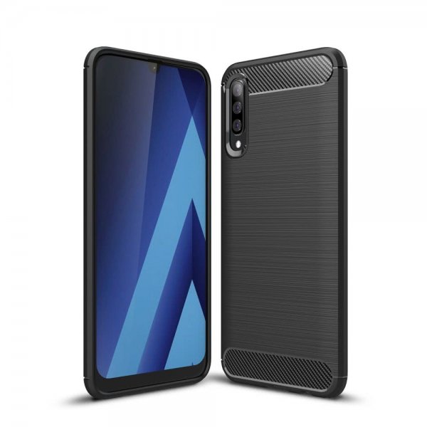 Samsung Galaxy A50 Kuori Harjattu Hiilikuiturakenne Musta