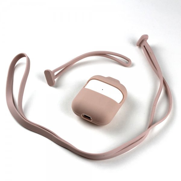 AirPods (1/2) Suojakuori i Silikonii Pink Sand Med Halsband