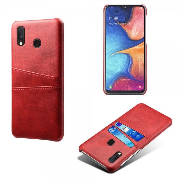 Samsung Galaxy A20E Kuori Korttitasku PU-nahka Punainen