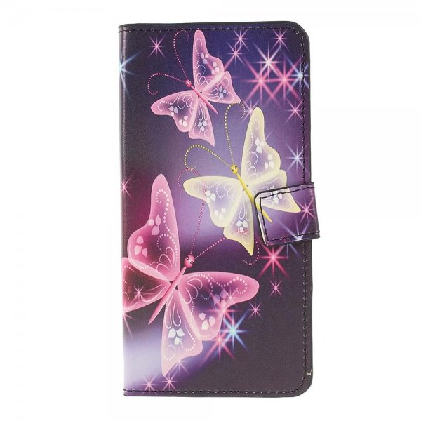 Samsung Galaxy A50 Suojakotelo PU-nahka Motiv Glittriga Fjärilar