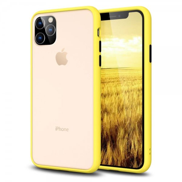 iPhone 11 Pro Suojakuori Kovamuovi TPU-materiaali-materiaali Pinnoitettu Keltainen