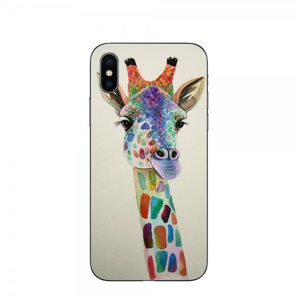 iPhone X/Xs Skal TPU Motiv Färgglad Giraff