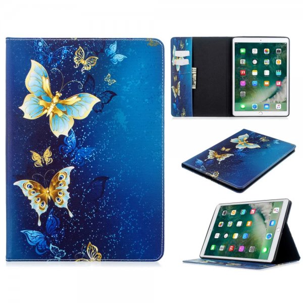 iPad 10.2 Kotelo Aihe Sininen ja Kulta Perhonen