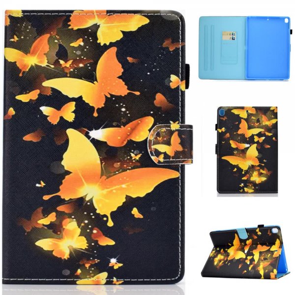 iPad 10.2 Suojakotelo Motiv Keltainendiga Fjärilar på Musta