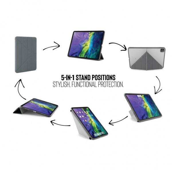 iPad Pro 11 (gen 2/3/4) Origami Tapaus Harmaa