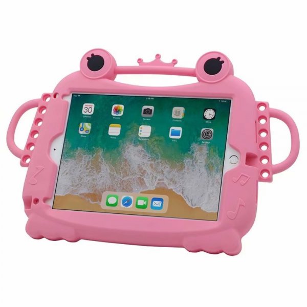 iPad 9.7 Suojakuori Lapsille Silikonii Groda Vaaleanpunainen