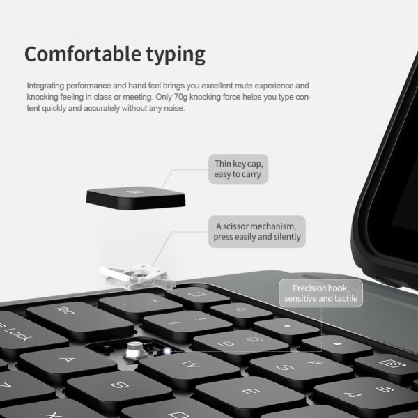 iPad Pro 12.9 (gen 4/5/6) Kotelo Bluetooth Combo Keyboard Case Musta